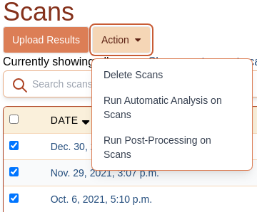 Scan bulk management menu