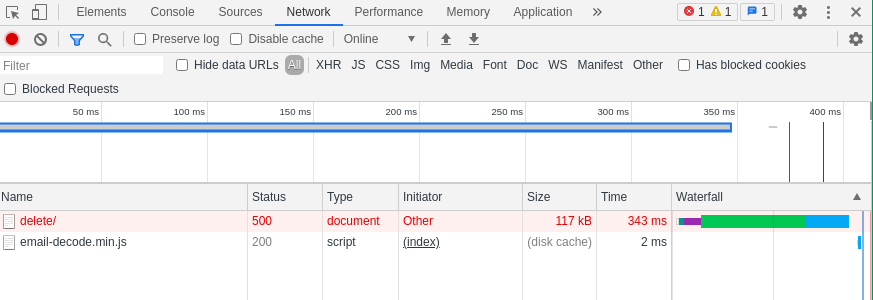 Network tab in Chrome